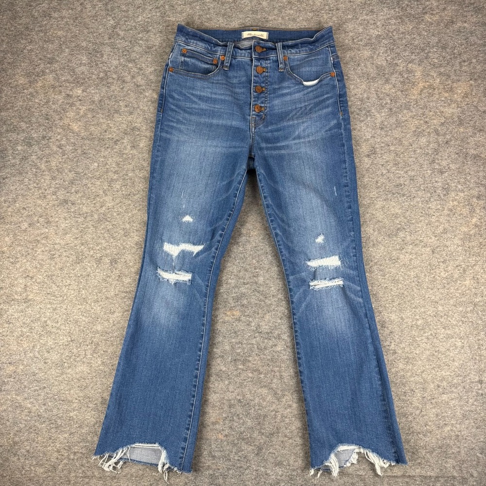 Madewell Cali Demi Boot Jeans Bronson Wash Button Front Edition Womens 27